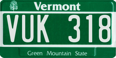 VT license plate VUK318