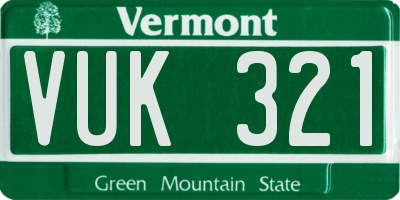 VT license plate VUK321