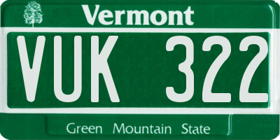 VT license plate VUK322
