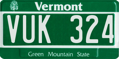 VT license plate VUK324