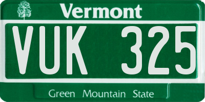 VT license plate VUK325
