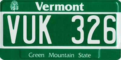 VT license plate VUK326