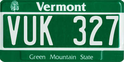 VT license plate VUK327