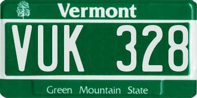 VT license plate VUK328
