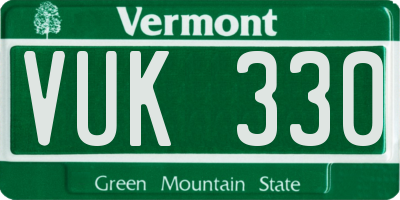 VT license plate VUK330