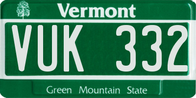 VT license plate VUK332