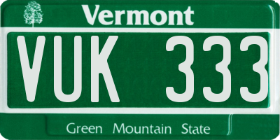 VT license plate VUK333