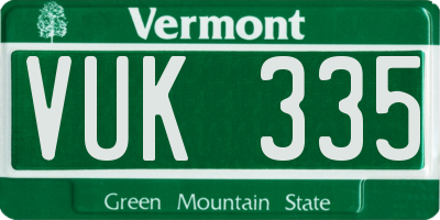 VT license plate VUK335
