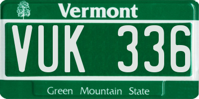 VT license plate VUK336