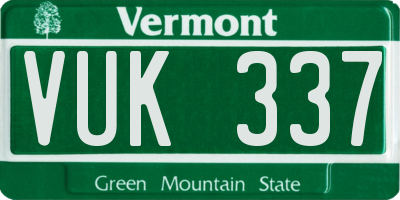 VT license plate VUK337