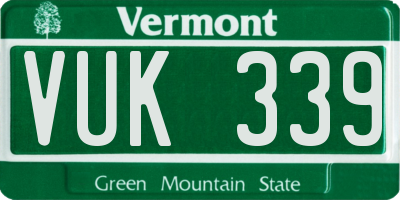 VT license plate VUK339