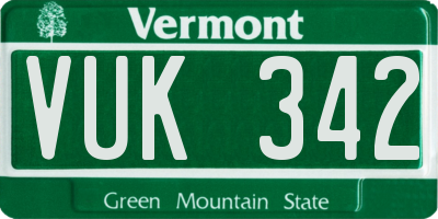 VT license plate VUK342