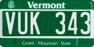 VT license plate VUK343