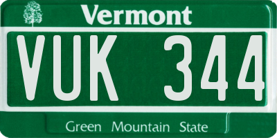 VT license plate VUK344