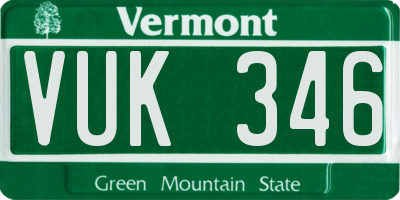 VT license plate VUK346