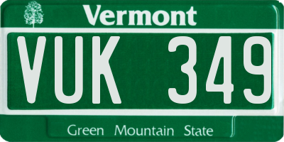 VT license plate VUK349