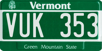 VT license plate VUK353