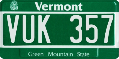 VT license plate VUK357