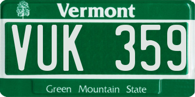 VT license plate VUK359