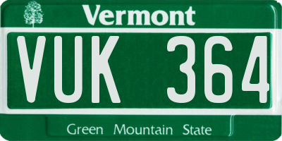 VT license plate VUK364