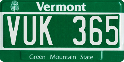 VT license plate VUK365