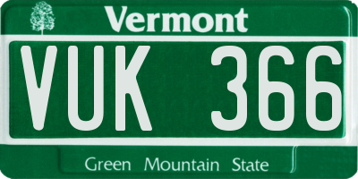 VT license plate VUK366