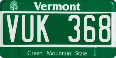 VT license plate VUK368