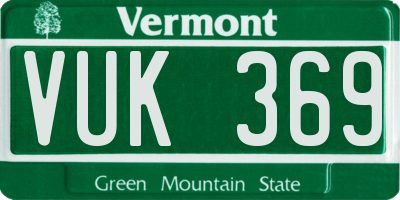 VT license plate VUK369