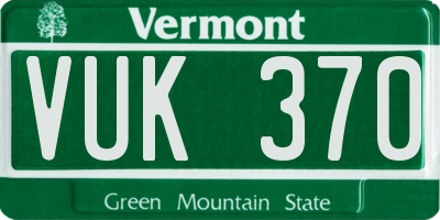 VT license plate VUK370