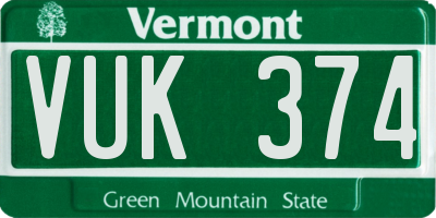 VT license plate VUK374