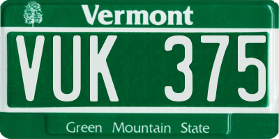 VT license plate VUK375