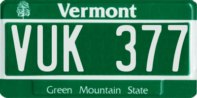 VT license plate VUK377
