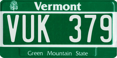 VT license plate VUK379