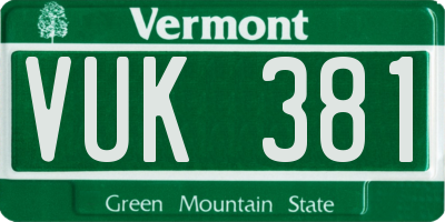 VT license plate VUK381