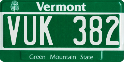 VT license plate VUK382