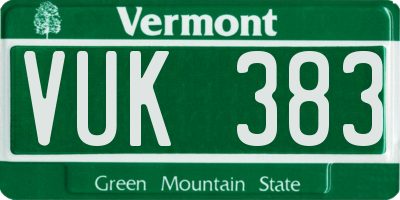 VT license plate VUK383