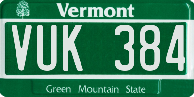 VT license plate VUK384