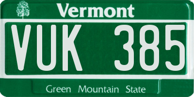 VT license plate VUK385