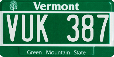 VT license plate VUK387