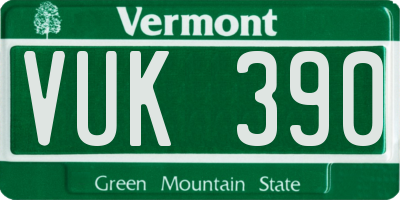 VT license plate VUK390