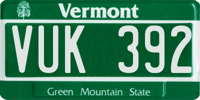 VT license plate VUK392