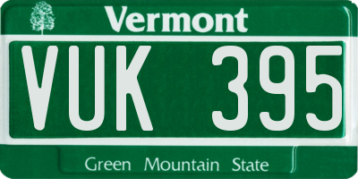 VT license plate VUK395