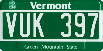 VT license plate VUK397