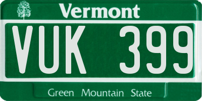VT license plate VUK399
