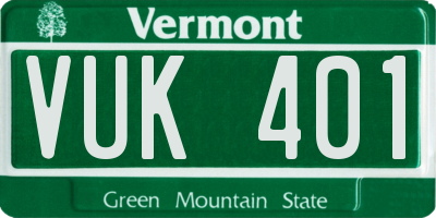 VT license plate VUK401