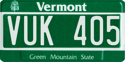 VT license plate VUK405