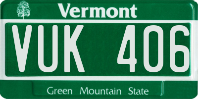 VT license plate VUK406