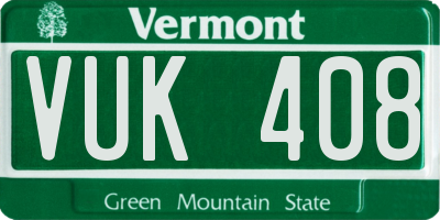 VT license plate VUK408
