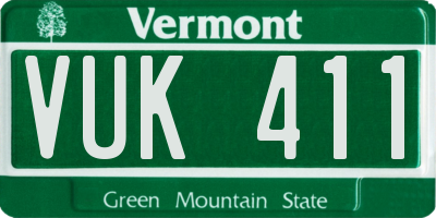 VT license plate VUK411