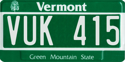 VT license plate VUK415